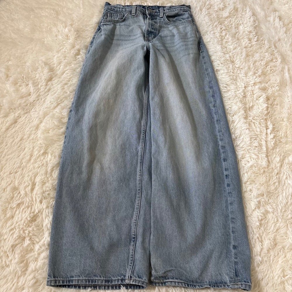 Old Navy Extra High Waisted Baggy Wide Leg Jeans Light Wash Blue Size 0